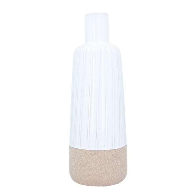 White Demi-Glazed Ceramic Bottle Vase Large