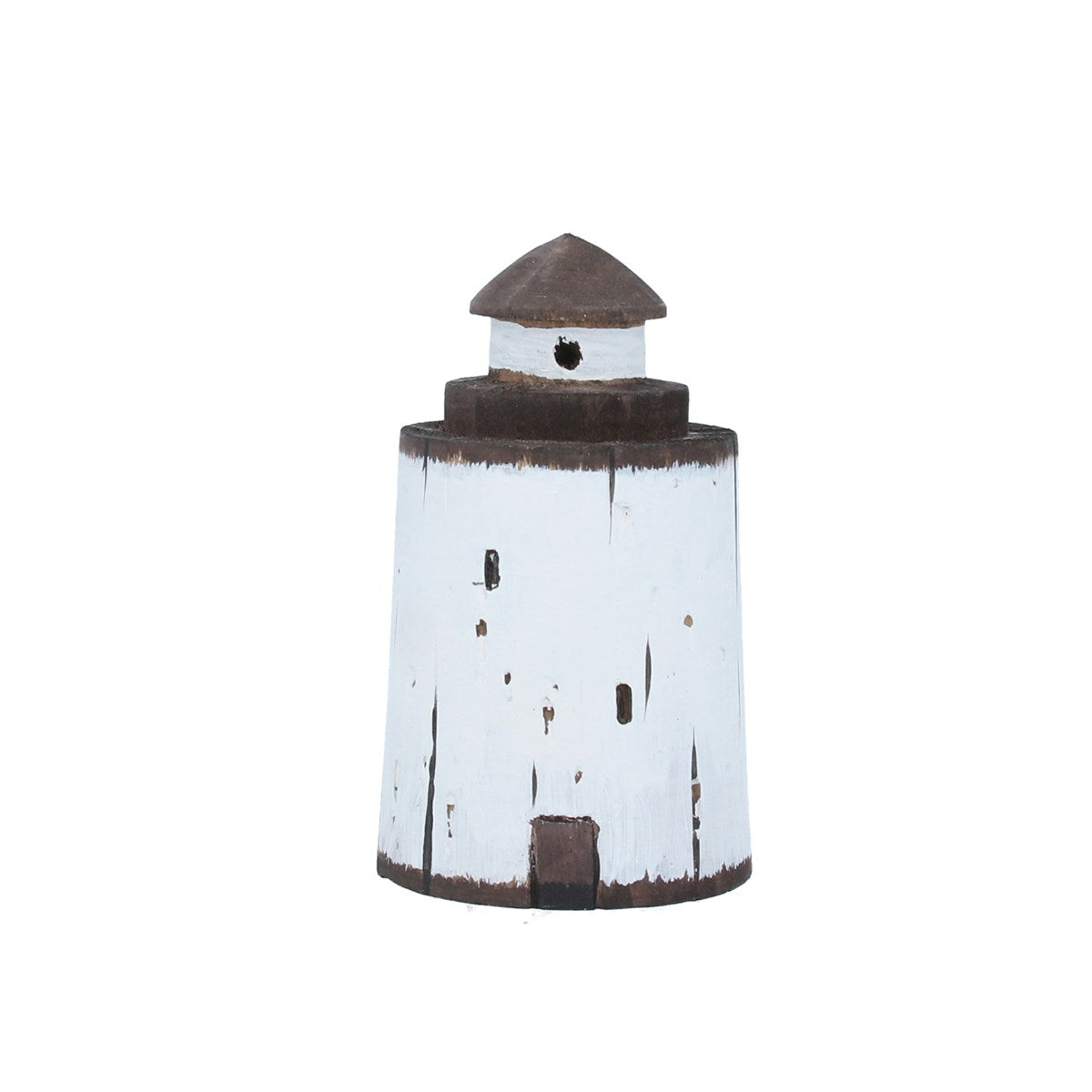 Rustic Wood White Round Lighthouse