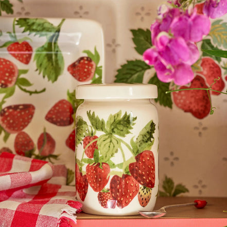 Strawberries Medium Jam Jar with Lid