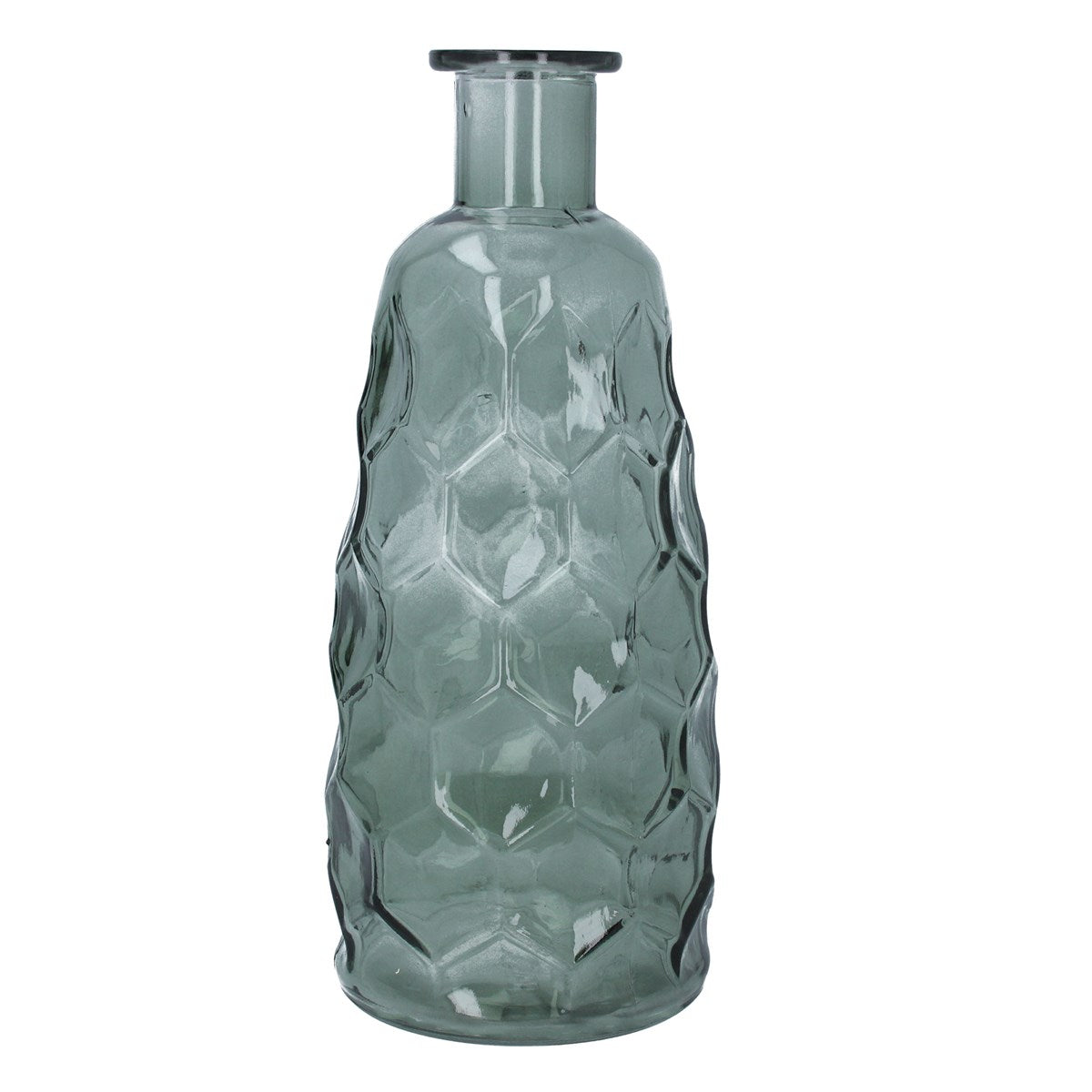 Green Glass Honeycomb Tall Vase