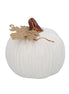 Mini Pumpkin Stoneware Ornament with Gold Leaf – White