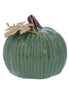 Mini Pumpkin Stoneware Ornament with Gold Leaf – Green