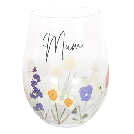 Mum Wild Flower Stemless Wine Glass