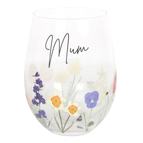 Mum Wild Flower Stemless Wine Glass