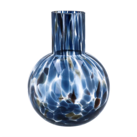Blue Tortoiseshell Glass Ball Vase - Small