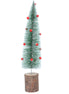 Green Bristle Tree With Red Bells On Log Ornament,