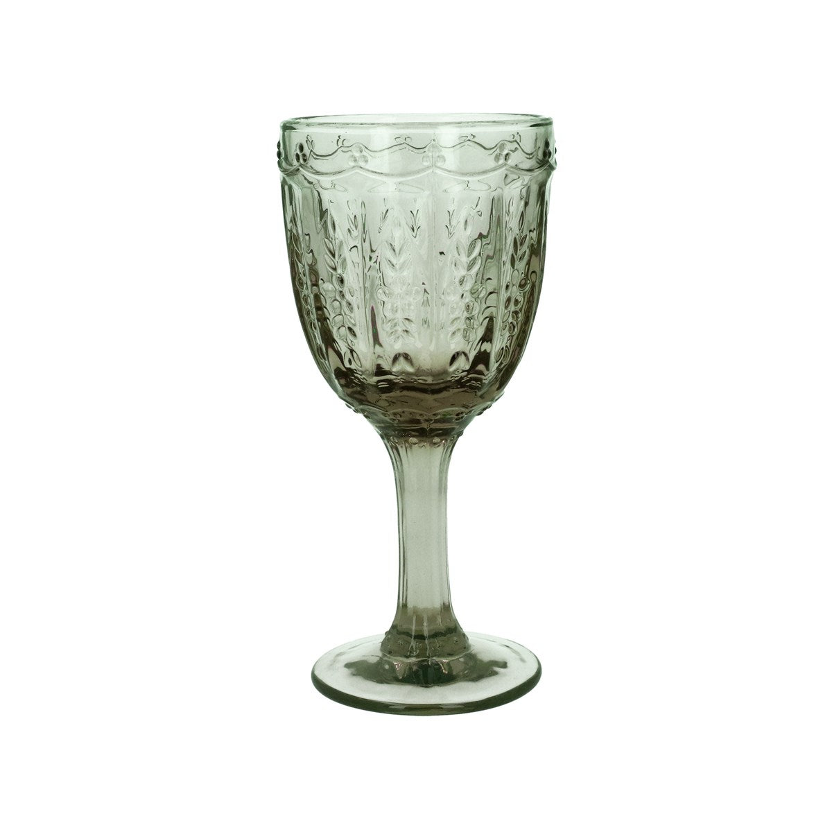 Green Pressed Glass Wine Goblet