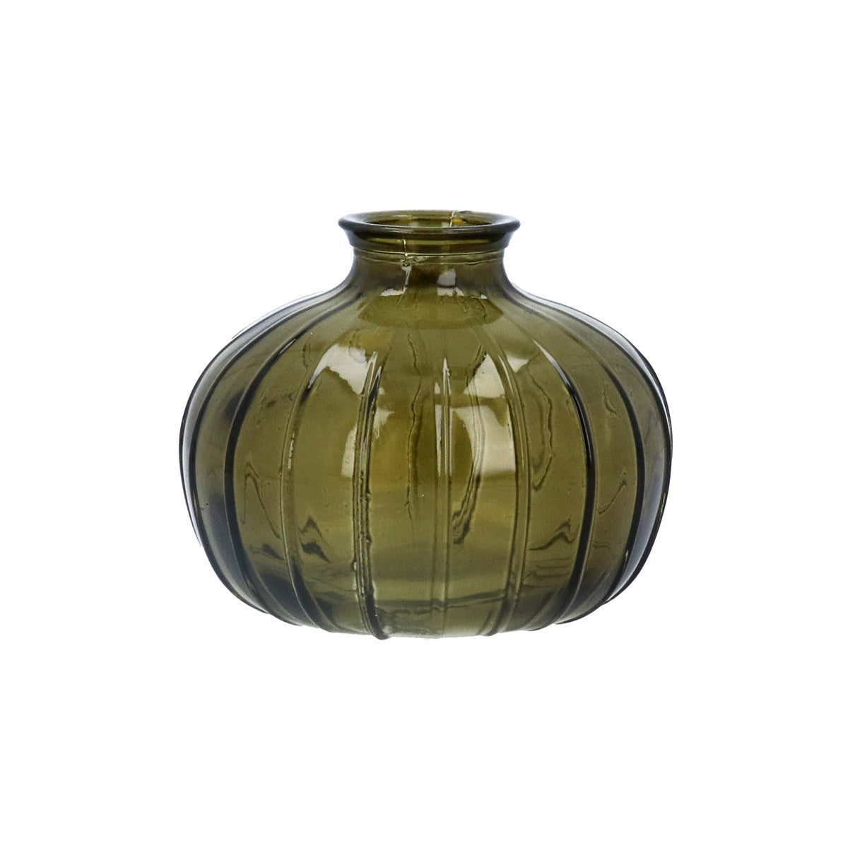 Olive Green Glass Onion Bud Vase