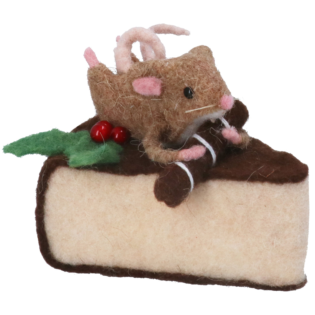 Mixed Wool Mouse On Cake Slice Ornament