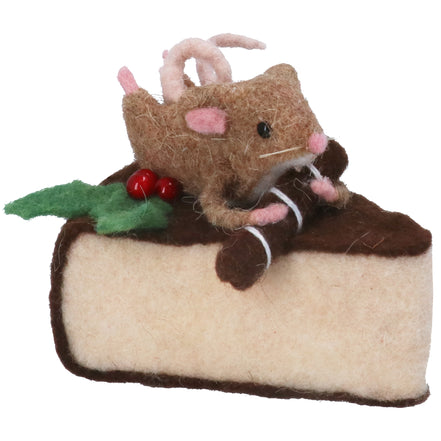 Mixed Wool Mouse On Cake Slice Ornament