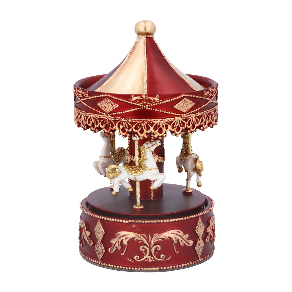 Red/Gold Carousel Music Box