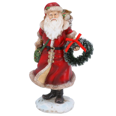 Resin Santa With Wreath Ornament