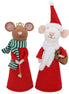 Mixed Wool Brown/White Mouse Tree Topper - 2 Assorted