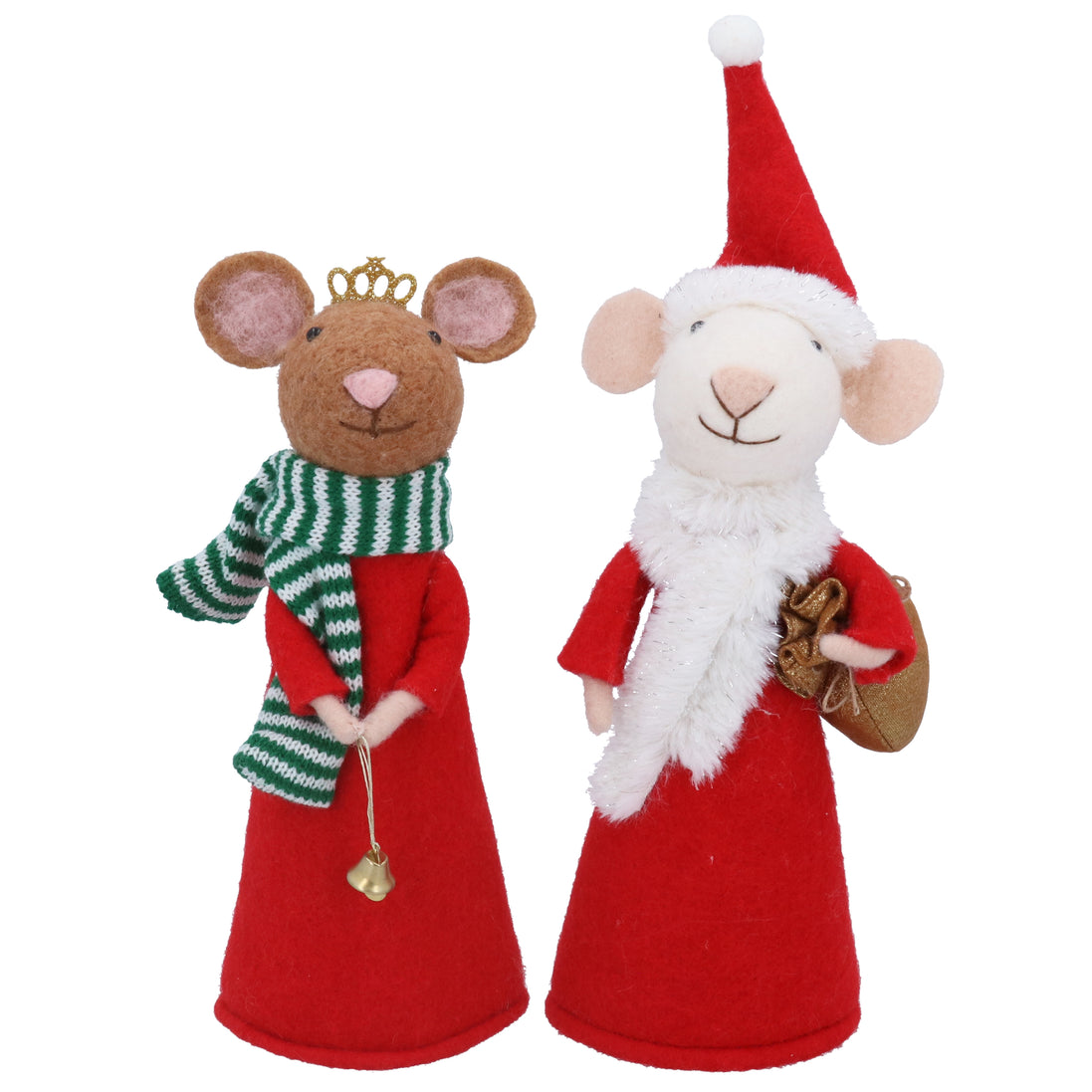 Mixed Wool Brown/White Mouse Tree Topper - 2 Assorted