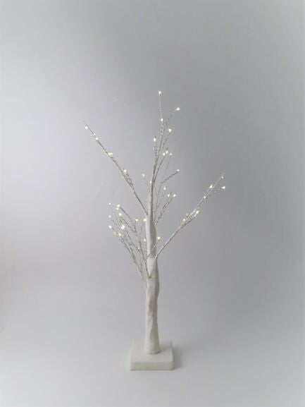 60cm White Glitter LED Tree