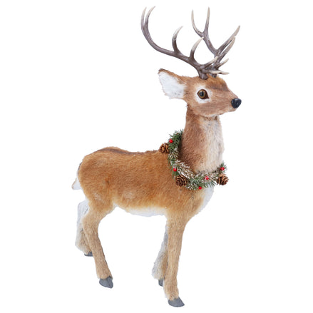 Natural Stag With Wreath Ornament