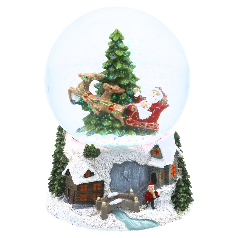 Santa in Sleigh Musical Snow Dome