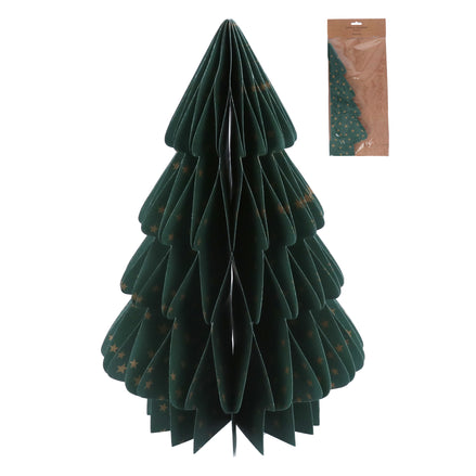 Green Paper Honeycomb Tree with Gold Stars Ornament