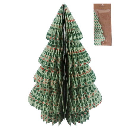 Light Green Paper Honeycomb Tree with Holly Ornament