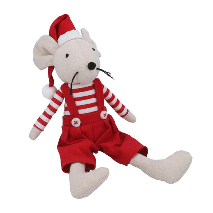 Small Outfitted Mouse Shelf Sitter - Red & White