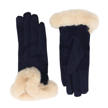 Faux Fur Cuff gloves - Navy