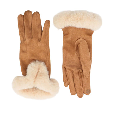 Faux Fur Cuff Gloves -  Taupe