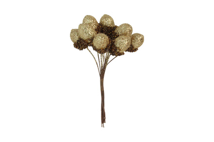 Gold Sparkling Acorn Pick Bunch - 11cm