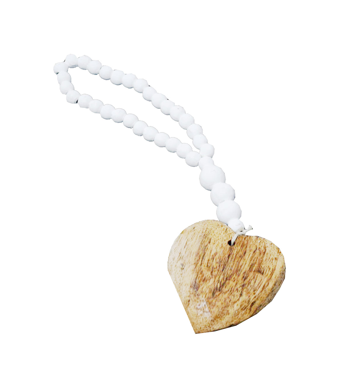 Wooden Beaded Natural Heart
