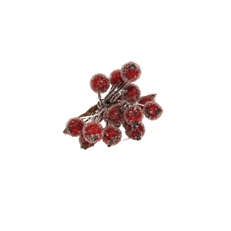 Frosted Holly Berry Bunch – 7cm