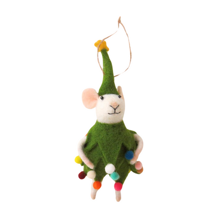 Mouse Dressed as Christmas Tree Decoration