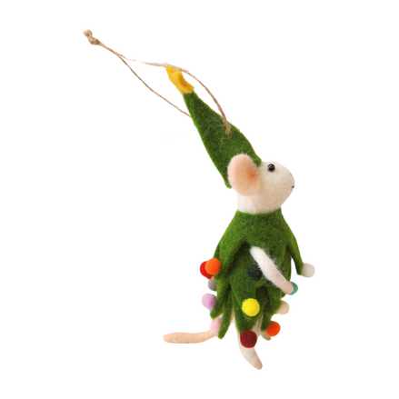 Mouse Dressed as Christmas Tree Decoration