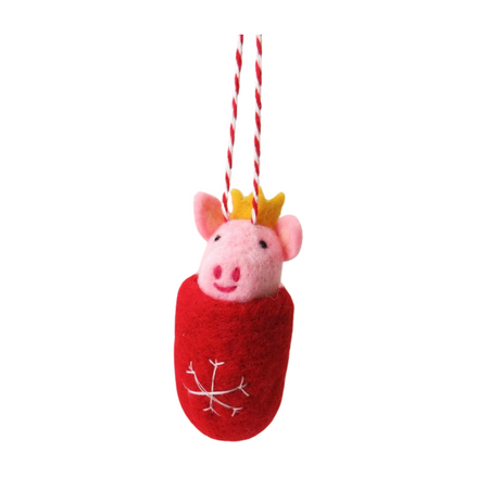 Pig in Blanket Wool Tree Decoration