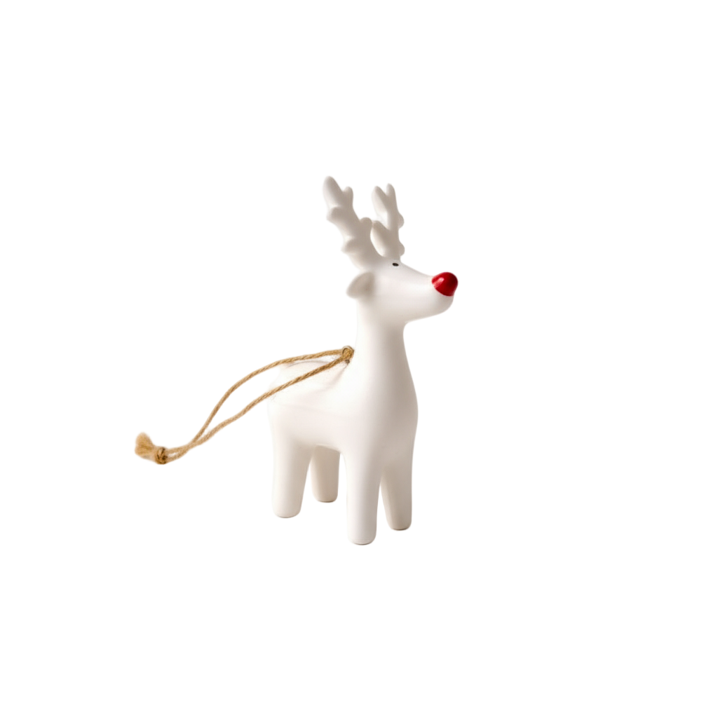 White Reindeer Tree Decoration