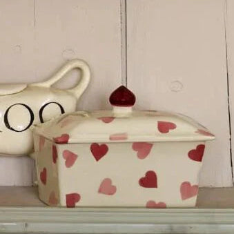 Pink Hearts Small Butter Dish