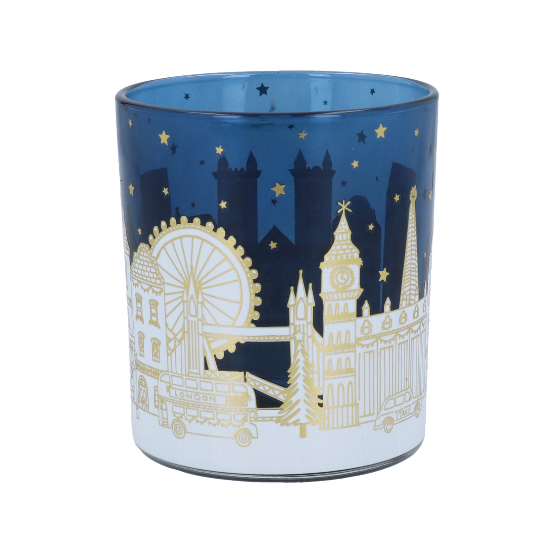 Gold London Scene Tealight Holder - Blue