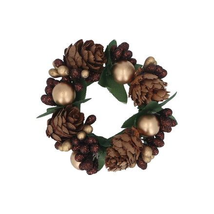 Pine Cone Gold Bead Candle Ring – Small