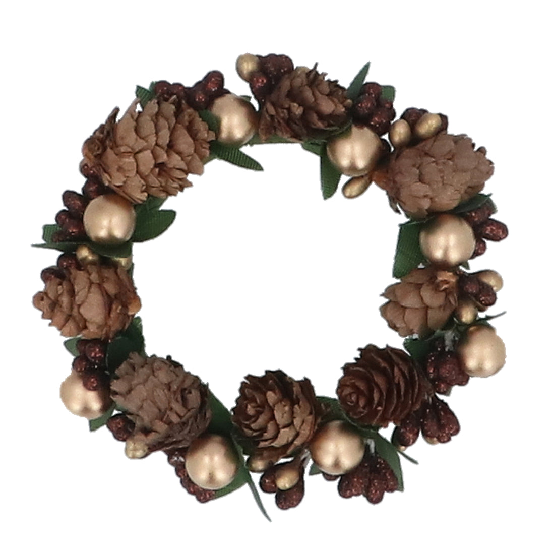 Pine Cone Gold Bead Candle Ring – Large
