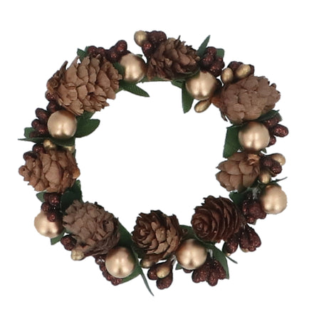 Pine Cone Gold Bead Candle Ring – Large