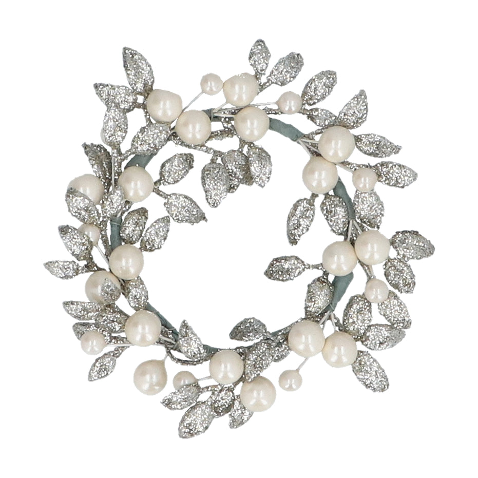 Champagne Glitter & Pearl Candle Ring, Large