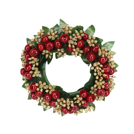 Red Shiny/Gold Large Sparkle Berry Candle Ring