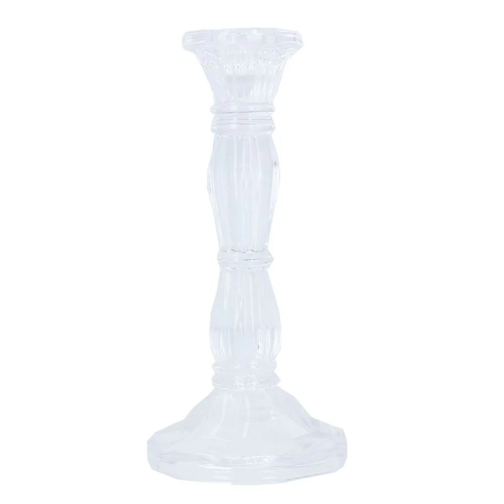 Clear Glass Moulded Candlestick 20cm