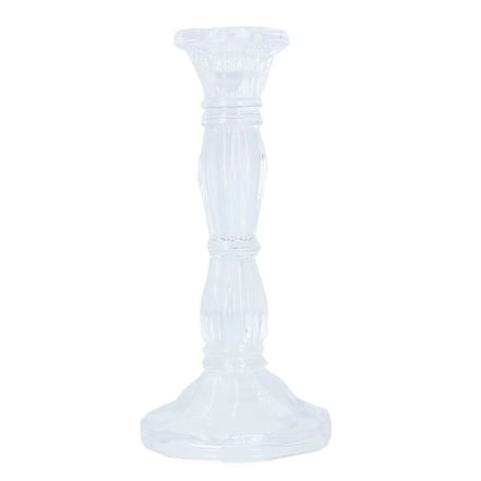 Clear Glass Moulded Candlestick 20cm