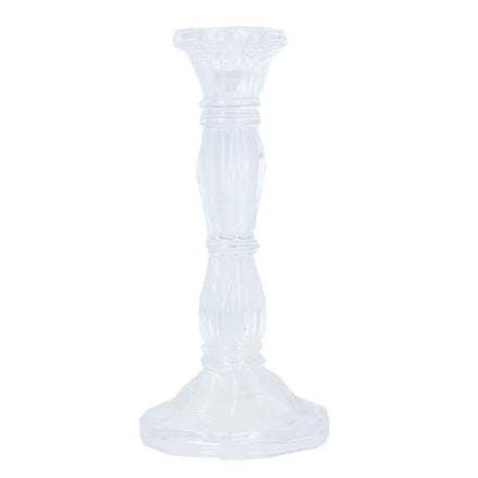 Clear Glass Moulded Candlestick 20cm