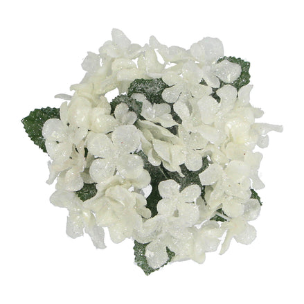 White Hydrangea Fabric Candle Ring, Smalll
