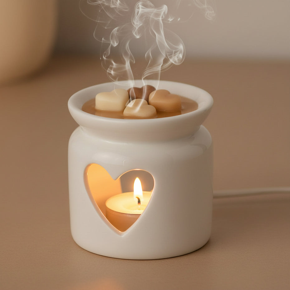 White Heart Oil Burner 7cm