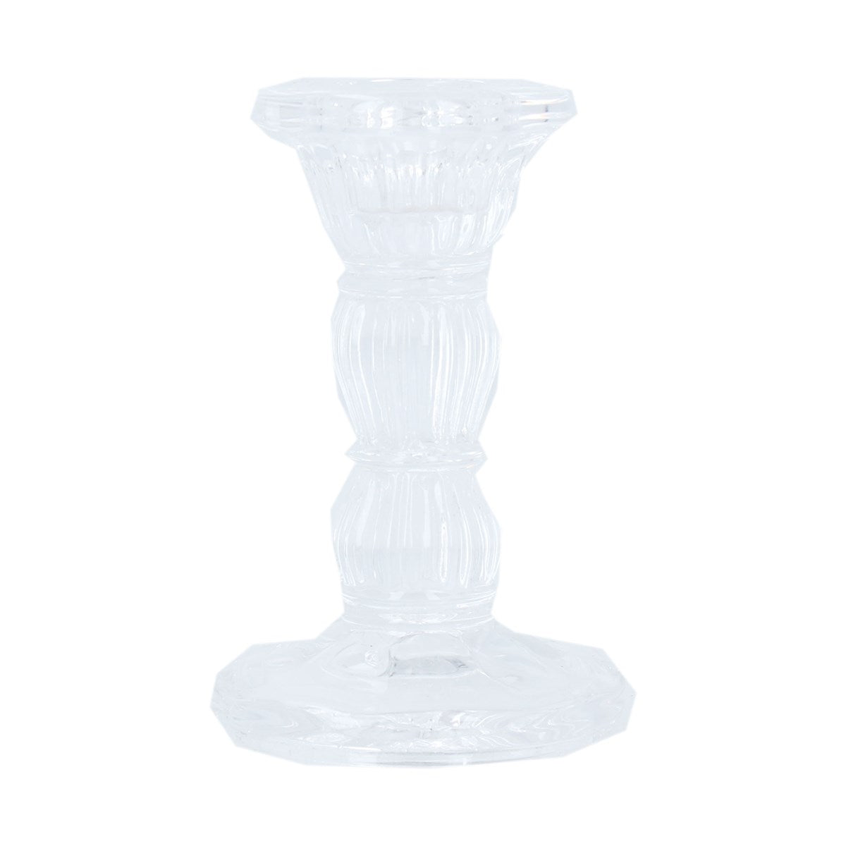Clear Glass Moulded Candlestick Small