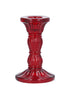 Red Glass Moulded Candlestick