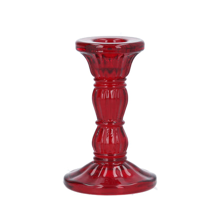 Red Glass Moulded Candlestick