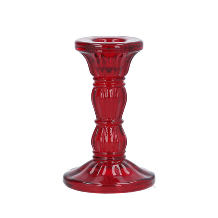 Red Glass Moulded Candlestick