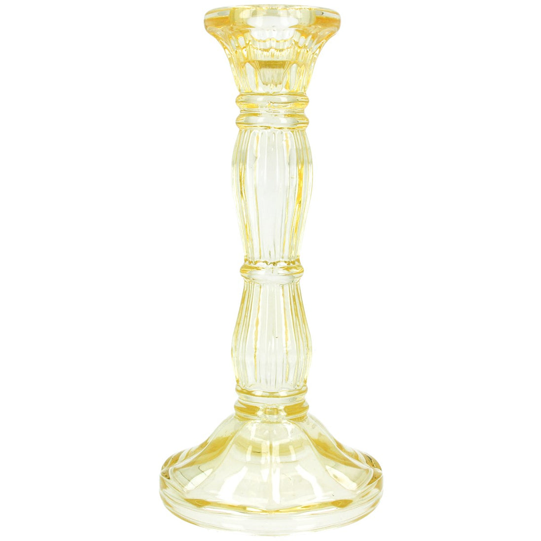 Pastel Yellow Glass Candlestick Medium